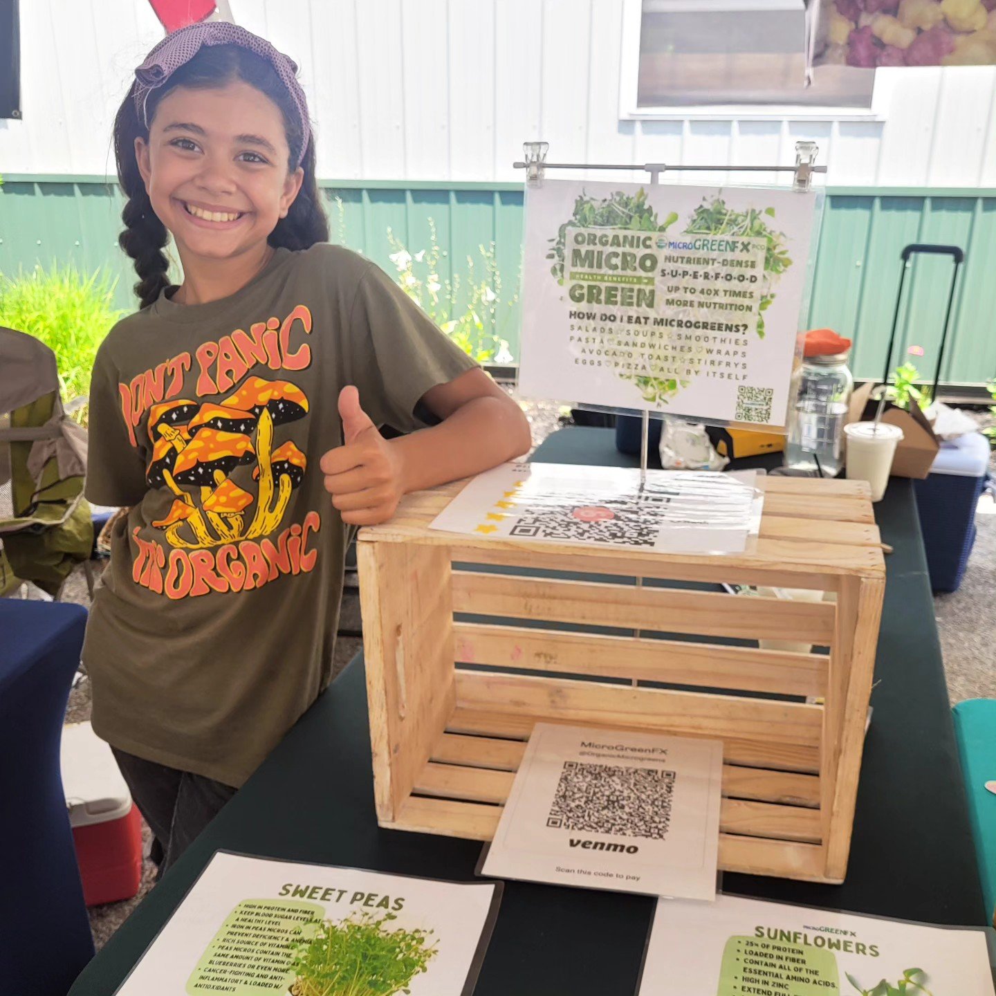 Fiona from MicrogreenFX at the Upper Merion Farmers Market at Nor-View Farm King of Prussia PA